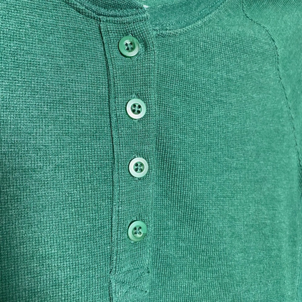 Duluth Trading Co Womens Henley Extra Small Green Waffle Knit Long Sleeve Top - Picture 2 of 4
